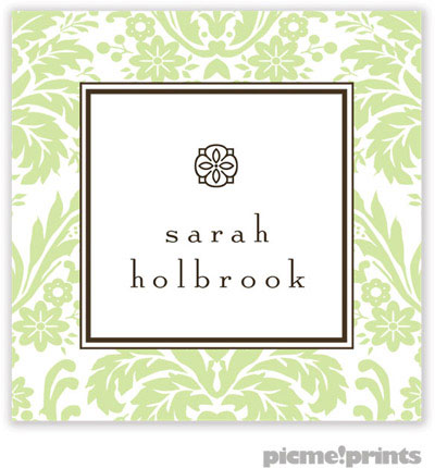 PicMe Prints - Gift Stickers - Damask Spring Green