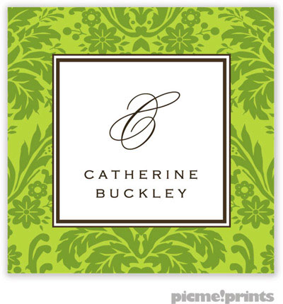 PicMe Prints - Gift Stickers - Damask Cilantro on Chartreuse PicMe Prints - Gift Stickers - Damask Cilantro on Chartreuse