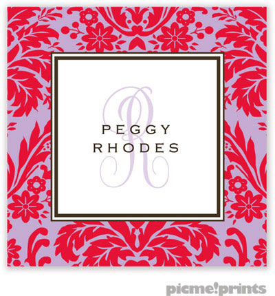 PicMe Prints - Gift Stickers - Damask Cherry on Grape