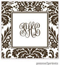 PicMe Prints - Gift Stickers - Damask Espresso