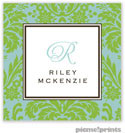 PicMe Prints - Gift Stickers - Damask Lime on Robin's Egg