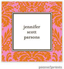 PicMe Prints - Gift Stickers - Damask Tangerine on Bubblegum