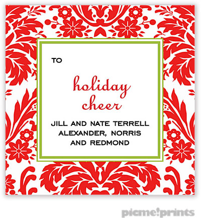 Holiday Gift Stickers by PicMe Prints - Holiday Damask Poppy Holiday Gift Stickers by PicMe Prints - Holiday Damask Poppy