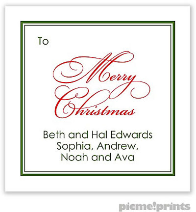 Holiday Gift Stickers by PicMe Prints - Traditional Border Evergreen Holiday Gift Stickers by PicMe Prints - Traditional Border Evergreen
