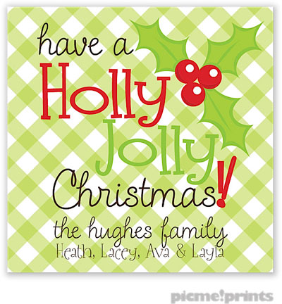 Holiday Gift Stickers by PicMe Prints - Holly Jolly Square Holiday Gift Stickers by PicMe Prints - Holly Jolly Square