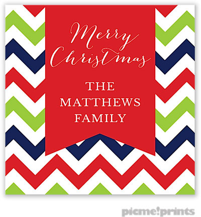 Holiday Gift Stickers by PicMe Prints - Chevron Christmas Square Holiday Gift Stickers by PicMe Prints - Chevron Christmas Square