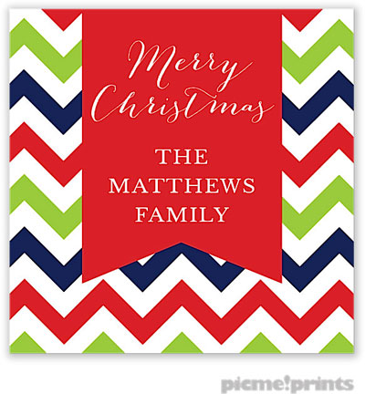 Holiday Gift Stickers by PicMe Prints - Chevron Christmas Square