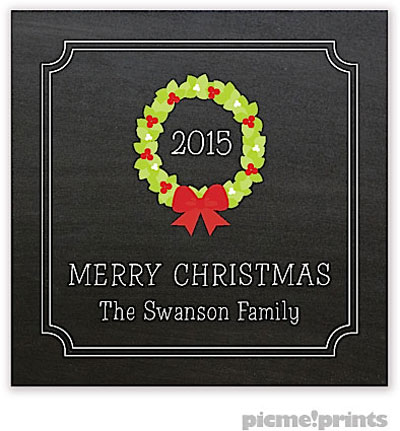Holiday Gift Stickers by PicMe Prints - Chalkboard Wreath Square