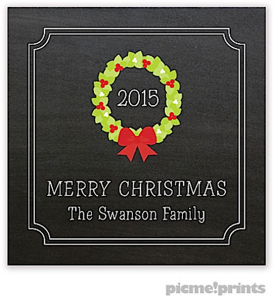 Holiday Gift Stickers by PicMe Prints - Chalkboard Wreath Square Holiday Gift Stickers by PicMe Prints - Chalkboard Wreath Square