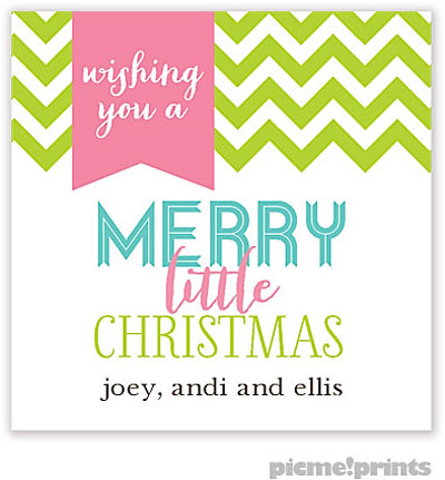 Holiday Gift Stickers by PicMe Prints - Merry Chevron Square
