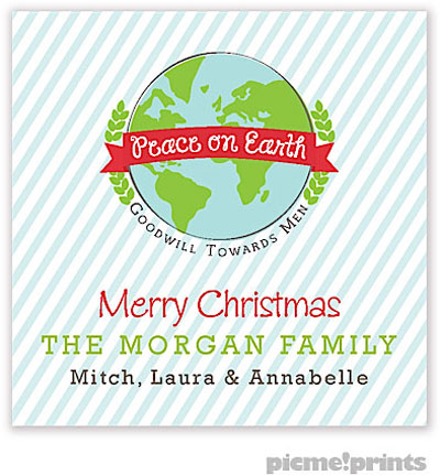 Holiday Gift Stickers by PicMe Prints - Peace On Earth Square
