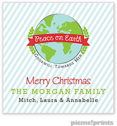 Holiday Gift Stickers by PicMe Prints - Peace On Earth Square Holiday Gift Stickers by PicMe Prints - Peace On Earth Square