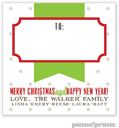 Holiday Gift Stickers by PicMe Prints - Ribbon & Dots Square