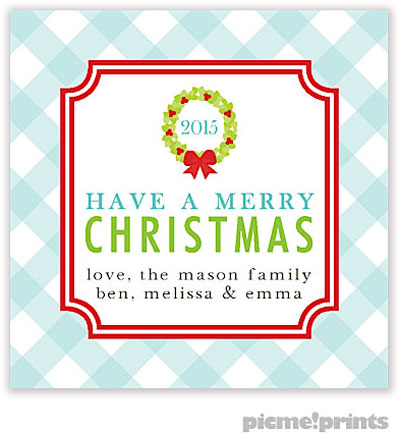 Holiday Gift Stickers by PicMe Prints - Gingham Christmas Square Holiday Gift Stickers by PicMe Prints - Gingham Christmas Square