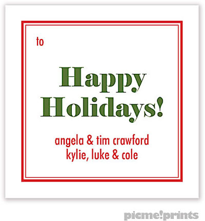 Holiday Gift Stickers by PicMe Prints - Traditional Border Poppy Square Holiday Gift Stickers by PicMe Prints - Traditional Border Poppy Square