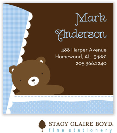 Gift Stickers by Stacy Claire Boyd - Teddy Pram - Blue