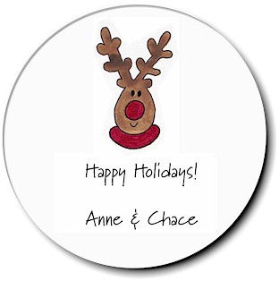 Sugar Cookie Holiday Gift Stickers - Reindeer