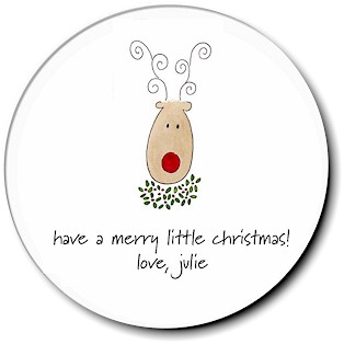 Sugar Cookie Holiday Gift Stickers - Rudolph