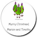 Sugar Cookie Holiday Gift Stickers - 3 French Hens