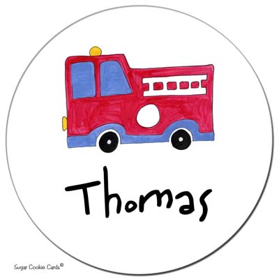 Sugar Cookie Gift Stickers - Firetruck
