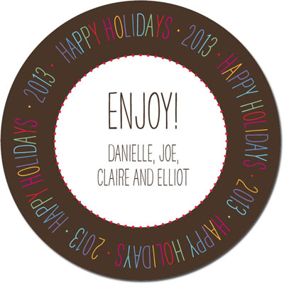 Gift Stickers by iDesign - Colorful Happy Holidays (Brown) (Holiday)