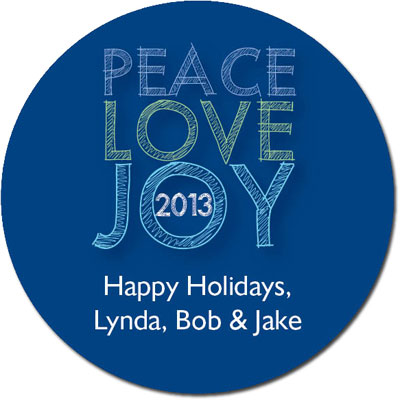 Gift Stickers by iDesign - Peace Love Joy (Blue) (Holiday)