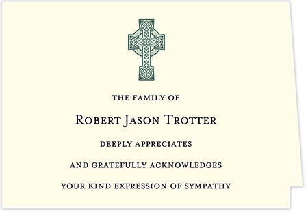 Small Sympathy Acknowledgement Note by Three Bees (Celtic Cross)