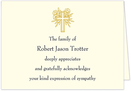 Small Sympathy Acknowledgement Note by Three Bees (Floral Cross) Small Sympathy Acknowledgement Note by Three Bees (Floral Cross)