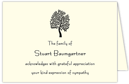 Small Sympathy Acknowledgement Note by Three Bees (Tree)