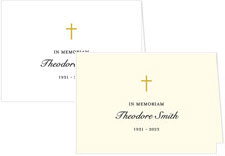 Small Folded Sympathy Acknowledgement Note by Three Bees (Cross In Memoriam)