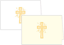 Small Sympathy Acknowledgement Note/Funeral Thank You Cards by Three Bees (Radiant Cross Of Faith)