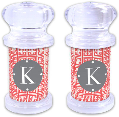 Dabney Lee Personalized Salt and Pepper Shakers - Greek Key