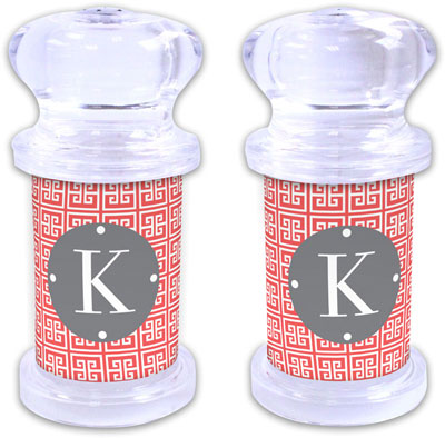 Dabney Lee Personalized Salt and Pepper Shakers - Greek Key Dabney Lee Personalized Salt and Pepper Shakers - Greek Key