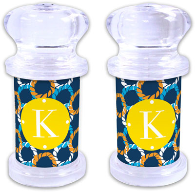 Dabney Lee Personalized Salt and Pepper Shakers - Nautical Knots Dabney Lee Personalized Salt and Pepper Shakers - Nautical Knots