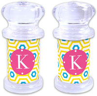 Dabney Lee Personalized Salt and Pepper Shakers - Happy Hexagon