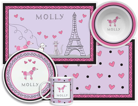 3 or 4 Piece Tabletop Sets by Kelly Hughes Designs (Poodles In Paris)