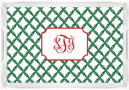 Large Lucite Trays by Kelly Hughes Designs (Green Trellis) Large Lucite Trays by Kelly Hughes Designs (Green Trellis)