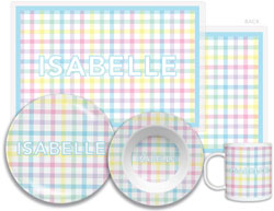 3 or 4 Piece Tabletop Sets by Kelly Hughes Designs (Pink Gingham)