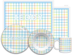 3 or 4 Piece Tabletop Sets by Kelly Hughes Designs (Blue Gingham)