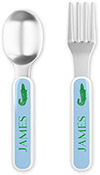 Fork and Spoon Utensil Sets by Kelly Hughes Designs (Green Gator)