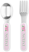 Fork and Spoon Utensil Sets by Kelly Hughes Designs (Pink Blooms)