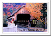Thanksgiving Greeting Cards by Birchcraft Studios - Covered Bridge and American Flag