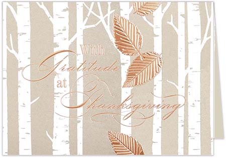 Thanksgiving Greeting Cards by Carlson Craft - Birch Gratitude with Foil Thanksgiving Greeting Cards by Carlson Craft - Birch Gratitude with Foil