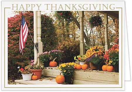 Thanksgiving Greeting Cards by Carlson Craft - Patriotic Porch Thanksgiving Greeting Cards by Carlson Craft - Patriotic Porch