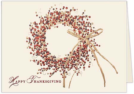 Thanksgiving Greeting Cards by Carlson Craft - Tri-Color Wreath Thanksgiving Greeting Cards by Carlson Craft - Tri-Color Wreath