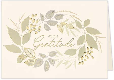 Thanksgiving Greeting Cards by Carlson Craft - Gratitude Greenery with Foil Thanksgiving Greeting Cards by Carlson Craft - Gratitude Greenery with Foil
