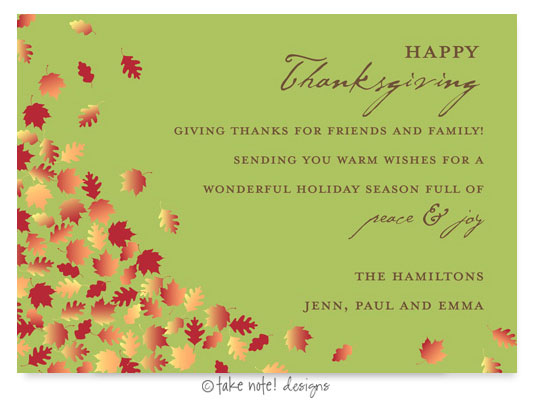 Take Note Designs - Fall/Thanksgiving Greeting Cards (Falling Leaves)
