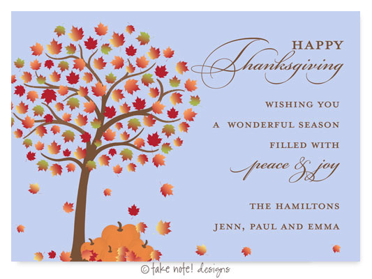 Take Note Designs - Fall/Thanksgiving Greeting Cards (Autumn Tree with Pumpkins)