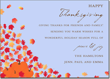 Take Note Designs - Fall/Thanksgiving Greeting Cards (Falling Leaves Pumpkins)