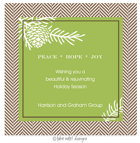 Take Note Designs - Fall/Thanksgiving Greeting Cards (Pine Cones and Tweed in Green)